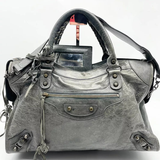 Balenciaga 2way Handbag City Bag Dark Gray Leather 115748 Shoulder bag Authentic